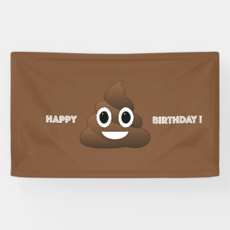 Lona Cartel de cumpleaños de la Emoji Poop