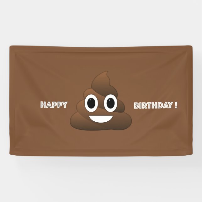 Lona Cartel de cumpleaños de la Emoji Poop (Horizontal)