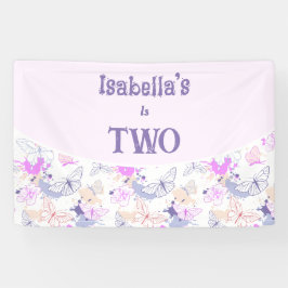 Lona Cartel de cumpleaños de la mariposa rosada respeta