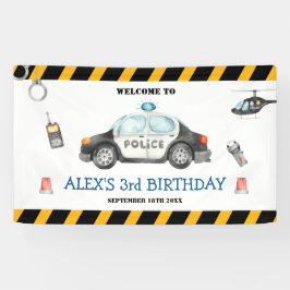Lona Cartel de cumpleaños de la policía infantil bienve