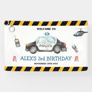 Lona Cartel de cumpleaños de la policía infantil bienve