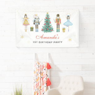 Lona Cartel de cumpleaños de los Navidades Nutcracker