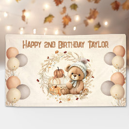 Lona Cartel de cumpleaños de niño de la caída del oso d
