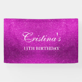 Lona Cartel de cumpleaños de Purpurina rosado personali