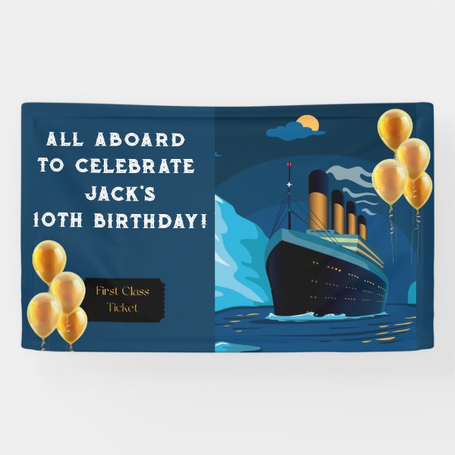 Lona Cartel de cumpleaños de Titanic Cruise Ship Liner (Horizontal)