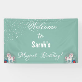 Lona Cartel de cumpleaños de Unicorn