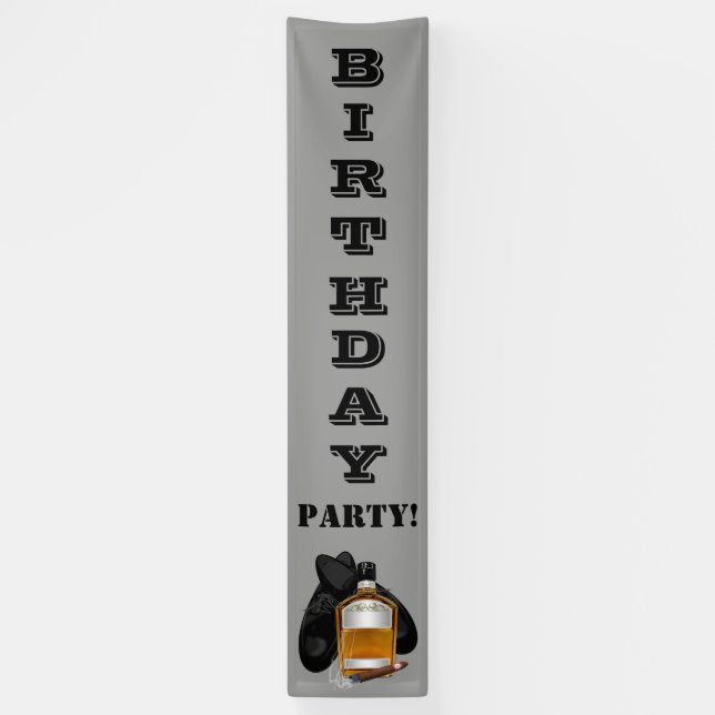 Lona Cartel de cumpleaños de Whiskey y Cigar (Vertical)