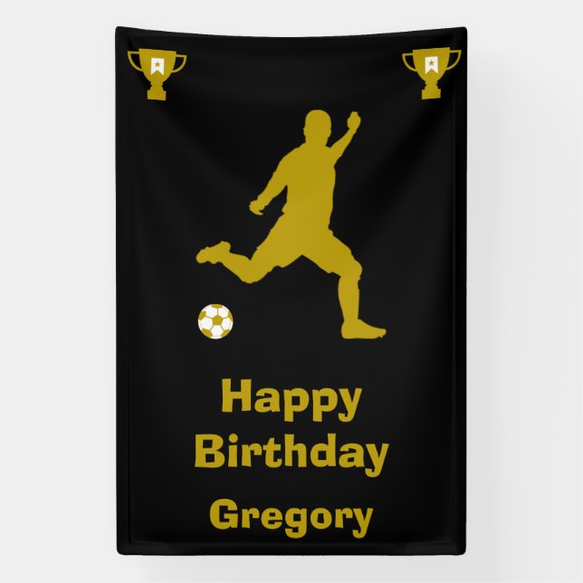 Lona Cartel de cumpleaños del fútbol de fútbol (Vertical)