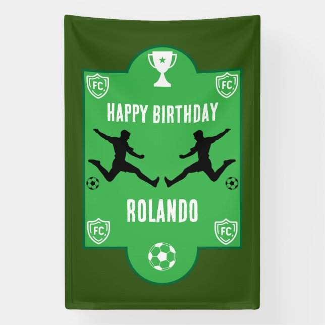 Lona Cartel de cumpleaños del fútbol de fútbol (Vertical)