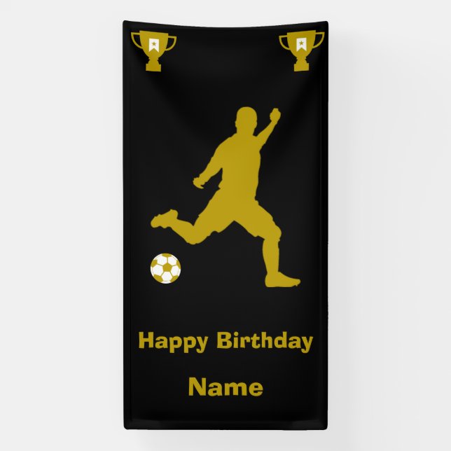 Lona Cartel de cumpleaños del fútbol de fútbol (Vertical)