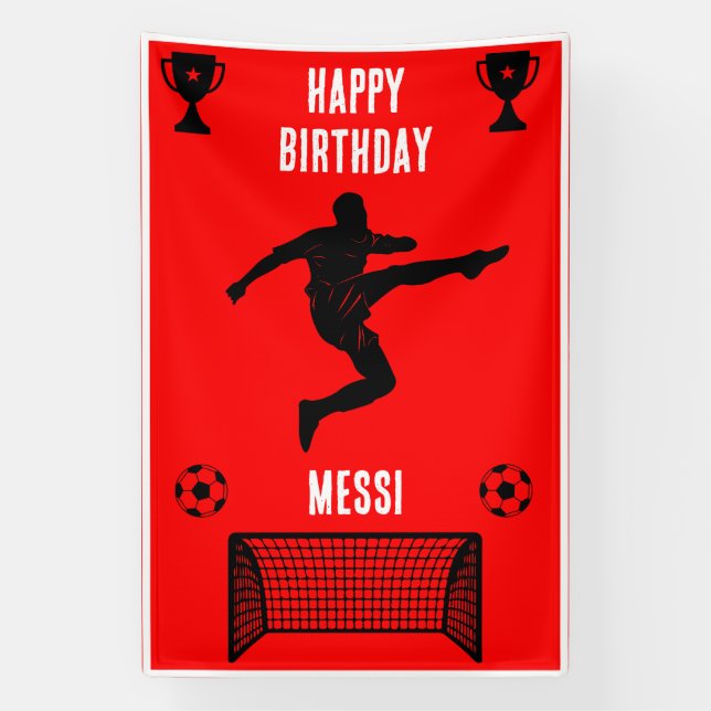 Lona Cartel de cumpleaños del fútbol de fútbol (Vertical)