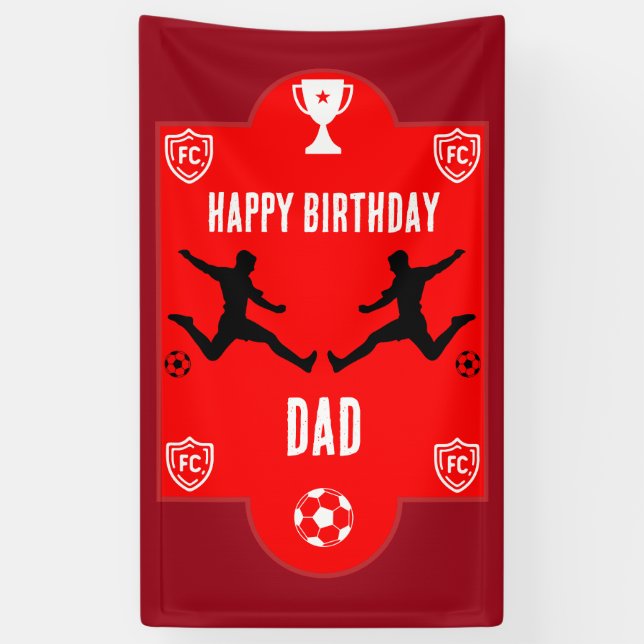 Lona Cartel de cumpleaños del fútbol de fútbol (Vertical)
