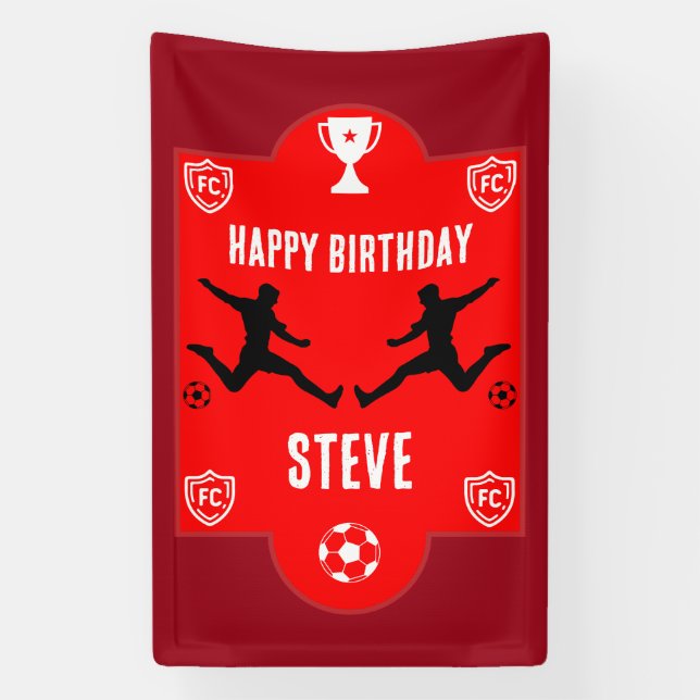 Lona Cartel de cumpleaños del fútbol de fútbol (Vertical)