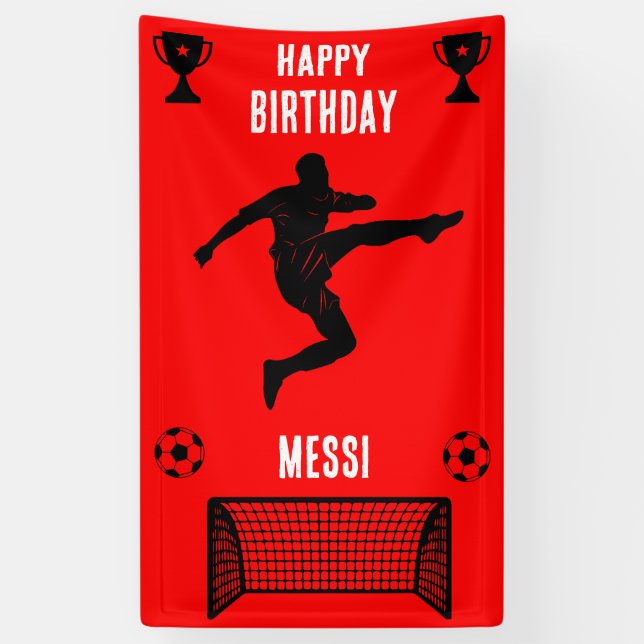 Lona Cartel de cumpleaños del fútbol de fútbol (Vertical)