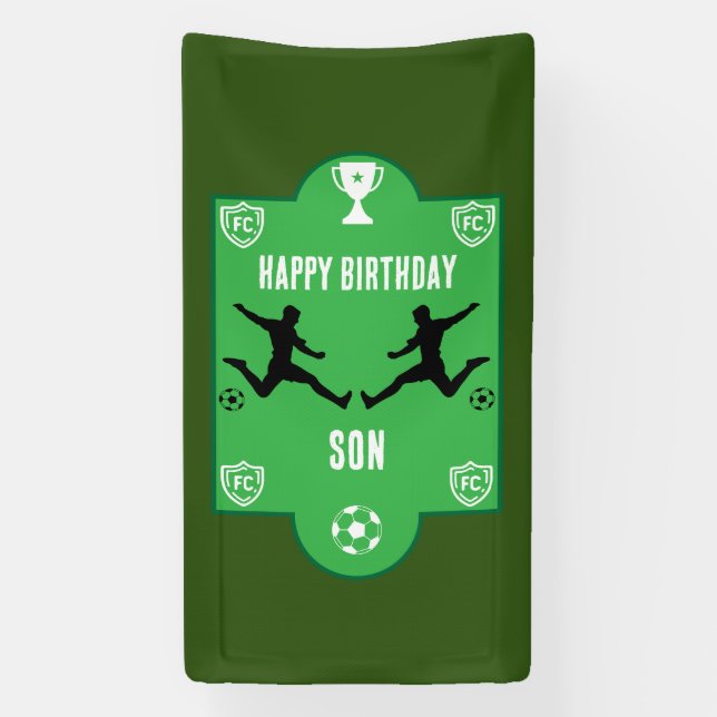 Lona Cartel de cumpleaños del fútbol de fútbol (Vertical)