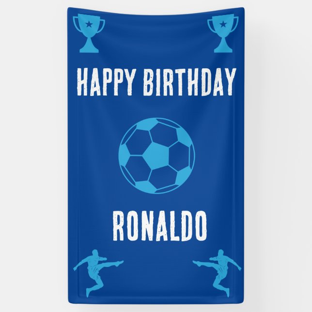 Lona Cartel de cumpleaños del fútbol de fútbol (Vertical)