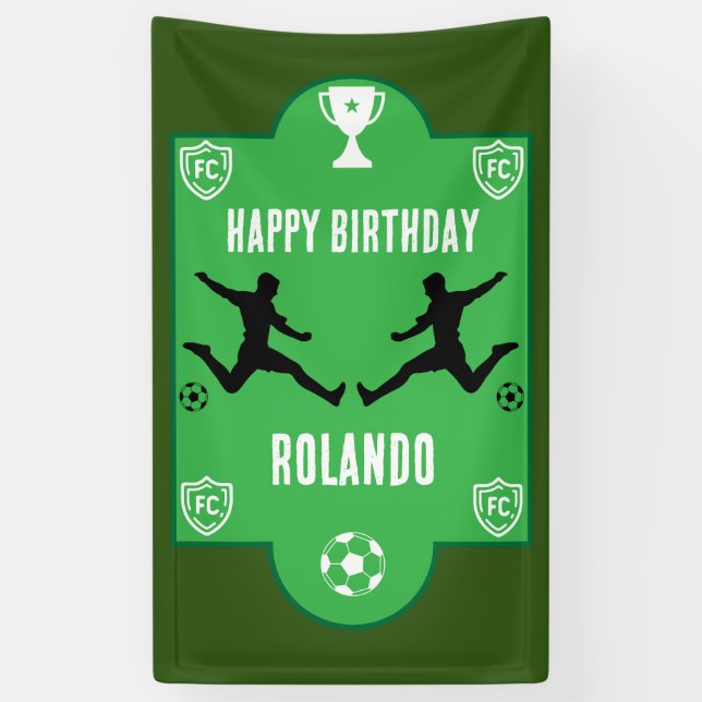 Lona Cartel de cumpleaños del fútbol de fútbol (Vertical)