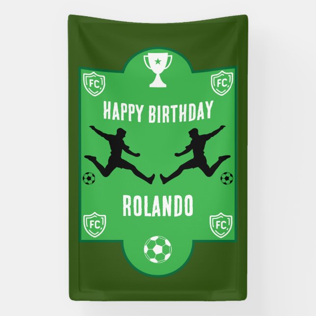 Lona Cartel de cumpleaños del fútbol de fútbol (Vertical)