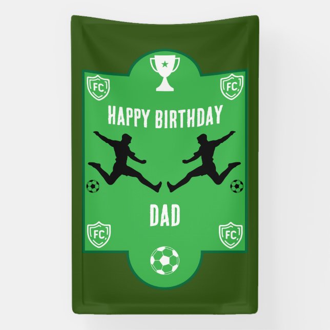Lona Cartel de cumpleaños del fútbol de fútbol (Vertical)