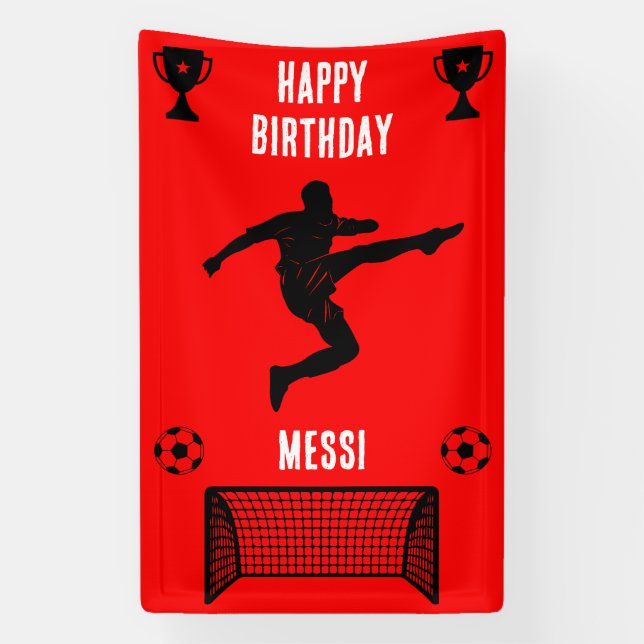 Lona Cartel de cumpleaños del fútbol de fútbol (Vertical)