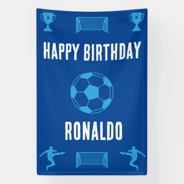 Lona Cartel de cumpleaños del fútbol de fútbol (Vertical)