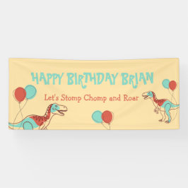 Lona Cartel de cumpleaños del niño de los Dinosaurios C