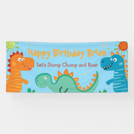 Lona Cartel de cumpleaños del niño de los Dinosaurios C