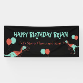 Lona Cartel de cumpleaños del niño de los Dinosaurios C