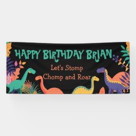 Lona Cartel de cumpleaños del niño de los Dinosaurios C