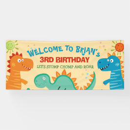 Lona Cartel de cumpleaños del niño de los Dinosaurios C