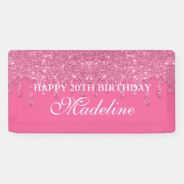 Lona Cartel de cumpleaños del Purpurina de goteo Verde 