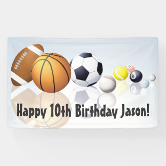 Lona Cartel de cumpleaños del tema deportivo