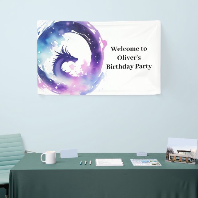 Lona Cartel de cumpleaños Dragon Whimsy Wonderland (Feria)