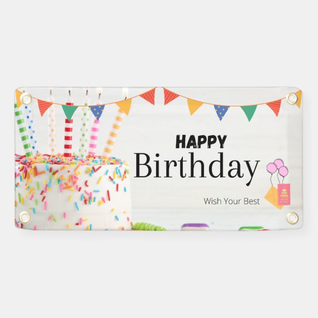 Lona Cartel de cumpleaños feliz (Horizontal)