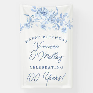 Lona Cartel de cumpleaños feliz 100.ª plantilla floral