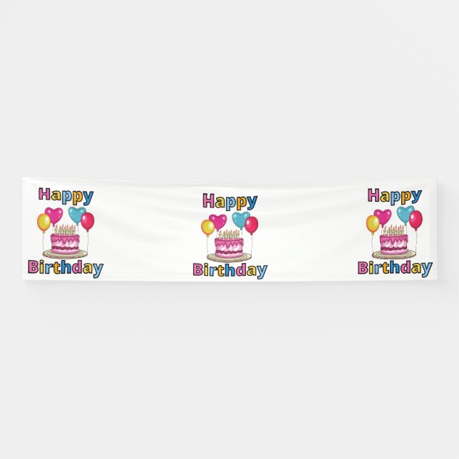 Lona Cartel de cumpleaños feliz 2.5x10 Vinyl (Horizontal)