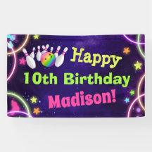 Cartel de cumpleaños feliz de Bowling