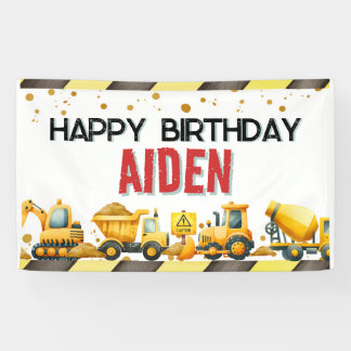 Lona Cartel de cumpleaños feliz de la construcción