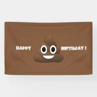Lona Cartel de cumpleaños feliz de la Emoji Poop