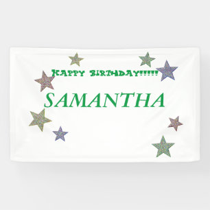 Lona Cartel de cumpleaños feliz de purpurina Stars Gree