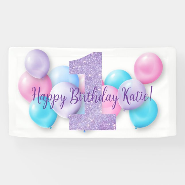 Lona Cartel de cumpleaños feliz - Personalizado (Horizontal)