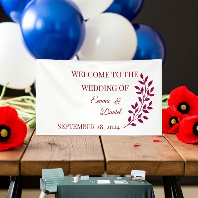 Lona Cartel de cumpleaños Floral negra roja | Boda eleg (Low-cost baby shower banners that wow! #zazzlemade #BabyShower #BannerPrinting)