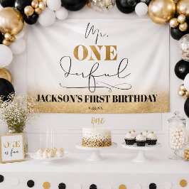 Lona Cartel de cumpleaños Mr. Onederful