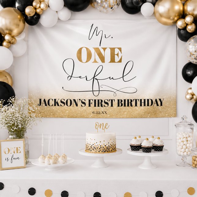 Lona Cartel de cumpleaños Mr. Onederful (Mr. Onederful Birthday Banner)