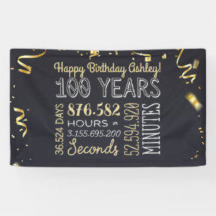 Lona Cartel de cumpleaños número 100 - 100 años hora