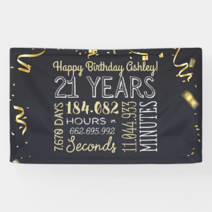 Lona Cartel de cumpleaños número 21 - 21 años en hor