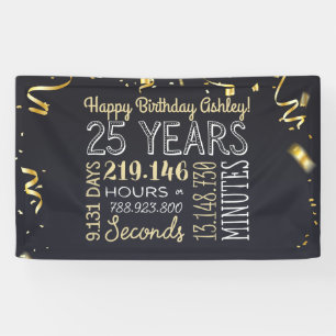 Lona Cartel de cumpleaños número 25 - 25 años en hor