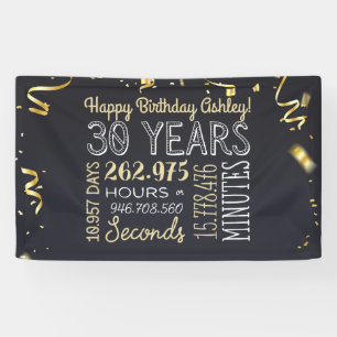 Lona Cartel de cumpleaños número 30 - 30 años en hor