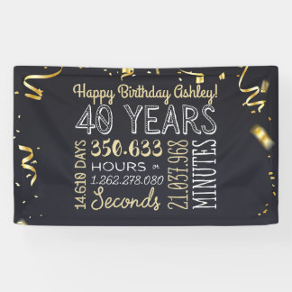 Lona Cartel de cumpleaños número 40 - 40 años en horas 