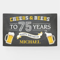 Cartel de cumpleaños número 75 de Saludos y Cervez